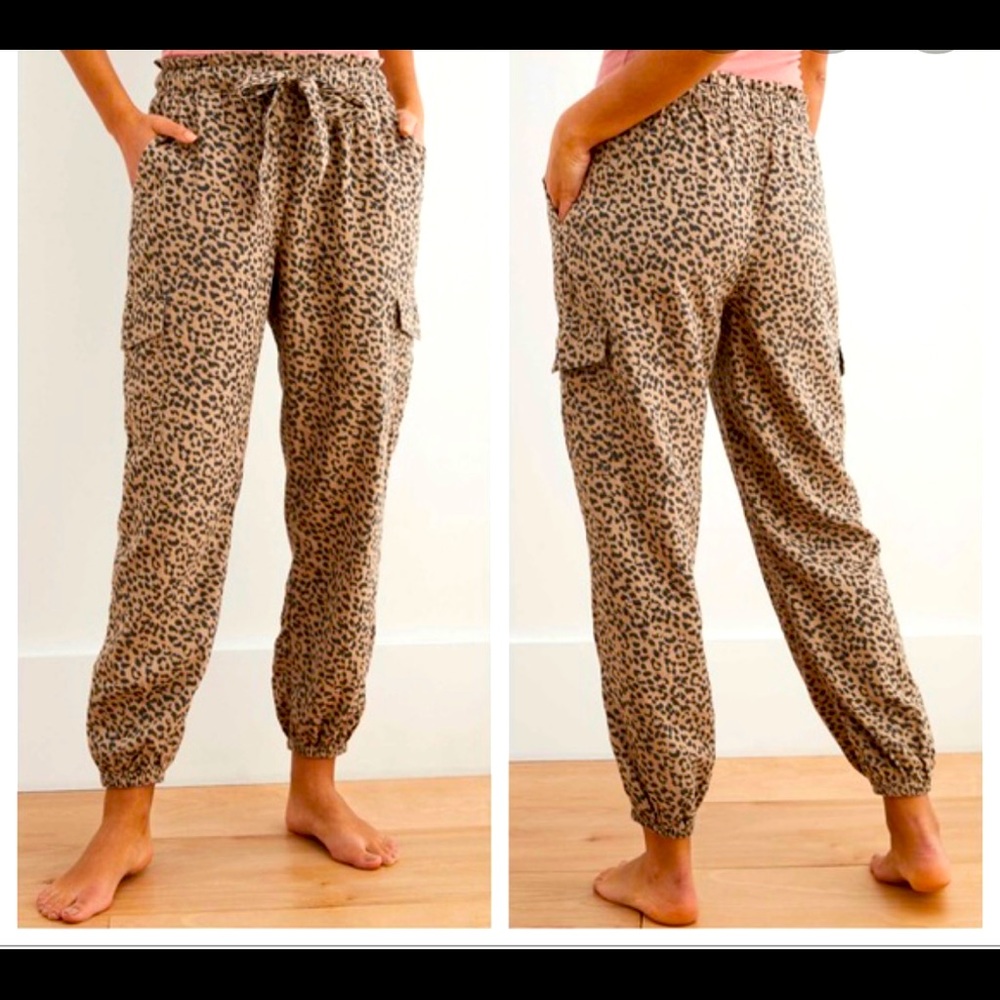 AERIE LEOPARD PRINT JOGGERS SZ Sm
